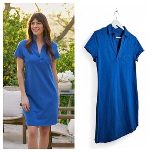 Frank & Eileen Lauren Polo Dress Blue Jersey Raw Hem Size S Small Sporty Chic